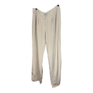 Vtg Louben Canada women’s silk wide leg pleat front Cream Pants